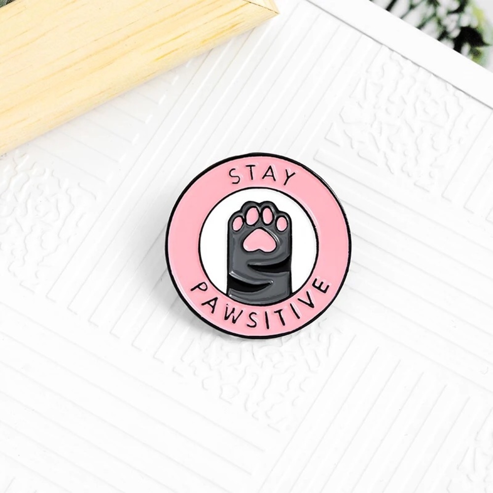 🎉 New Stay Pawsitive Cat Paw Enamel Pin